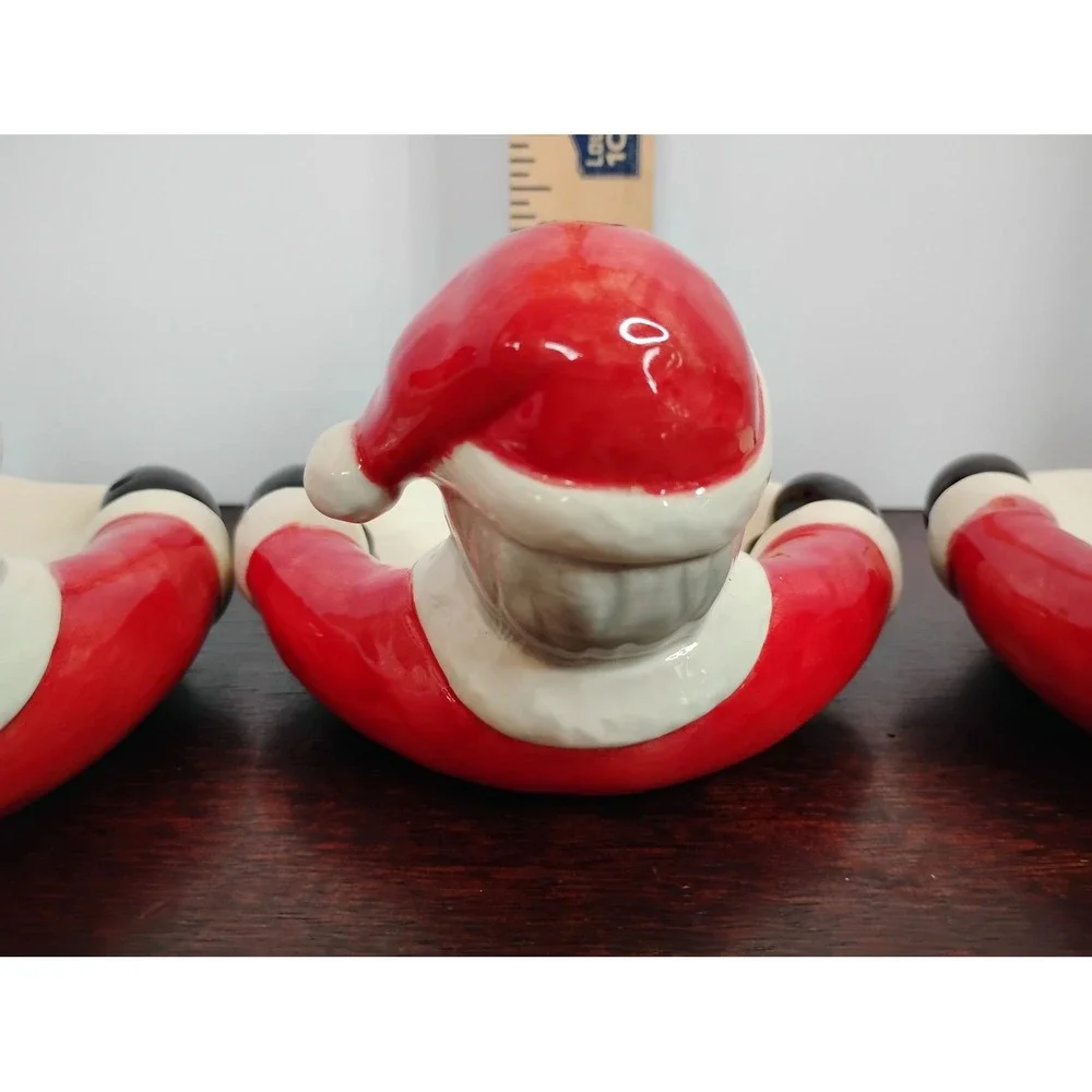Set of 3 Vintage Style Ceramic Santa Claus Candy Dishes Christmas Decor